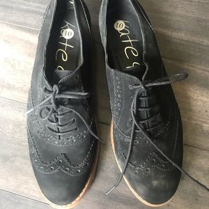 Kate & Mel black suede loafers size 10